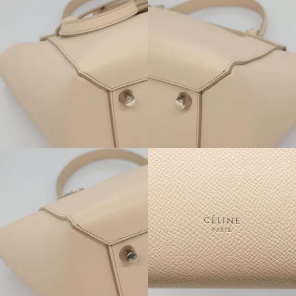 CELINE Mini Belt Bag Hand Bag Leather Beige Silver - Picture 11 of 13